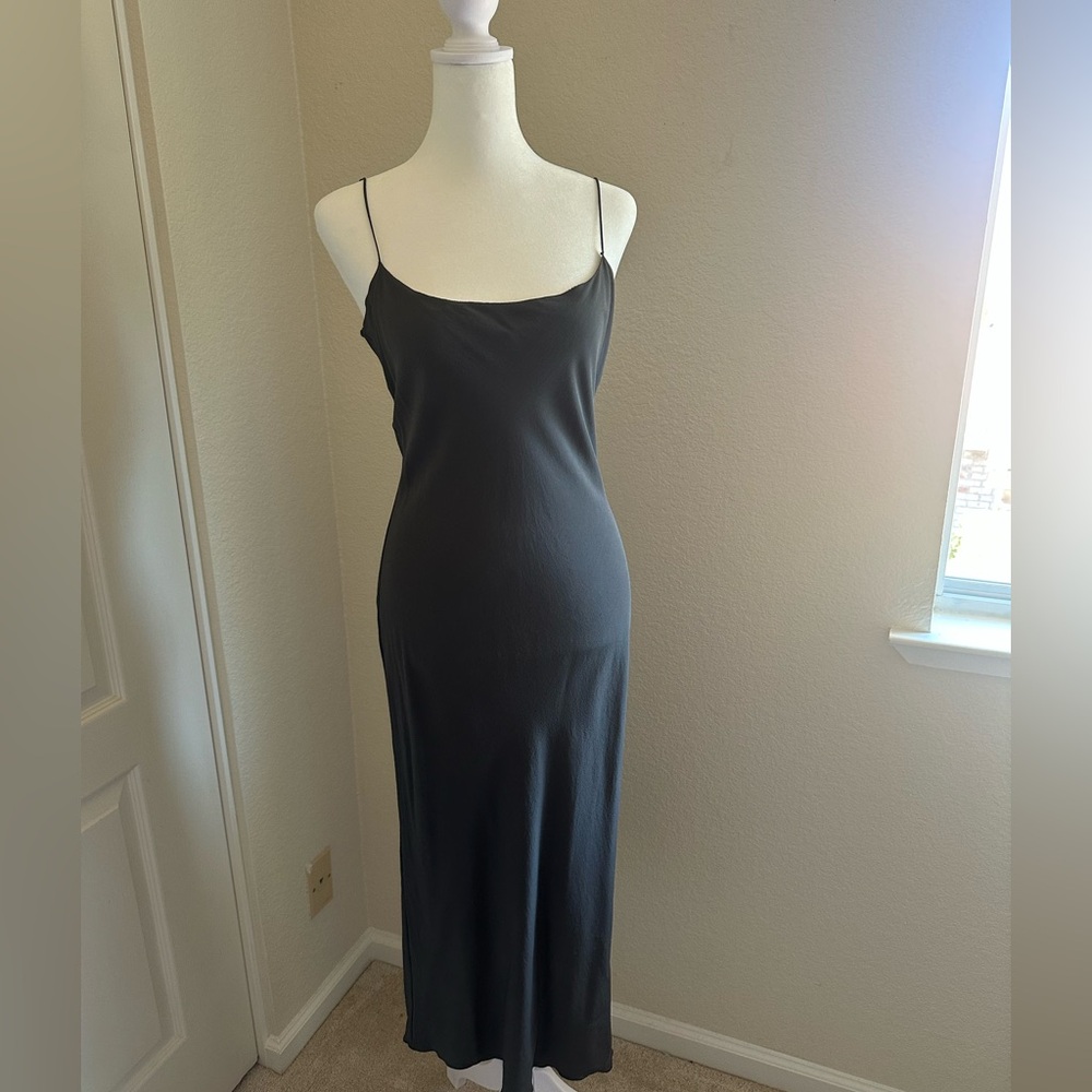 Vintage Prada Charcoal Grey Silk Slip Dress